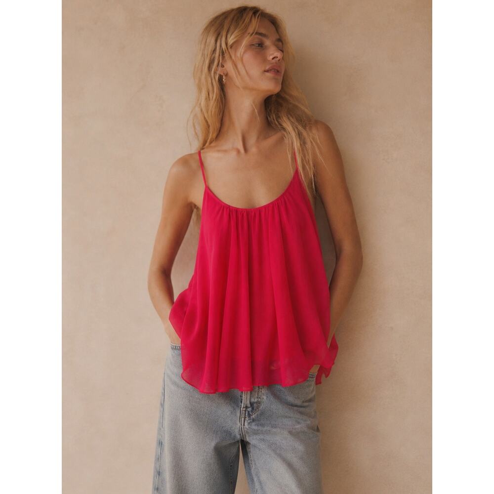 EXPRESS Womens Spaghetti Strap Flowy Swing Camisole Tank Bright Magenta Size XS - Picture 2 of 10